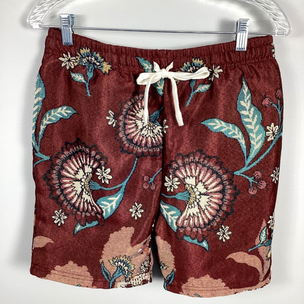 Lark & Owl tapestry men's woven jacquard shorts with‎ pockets size small floral